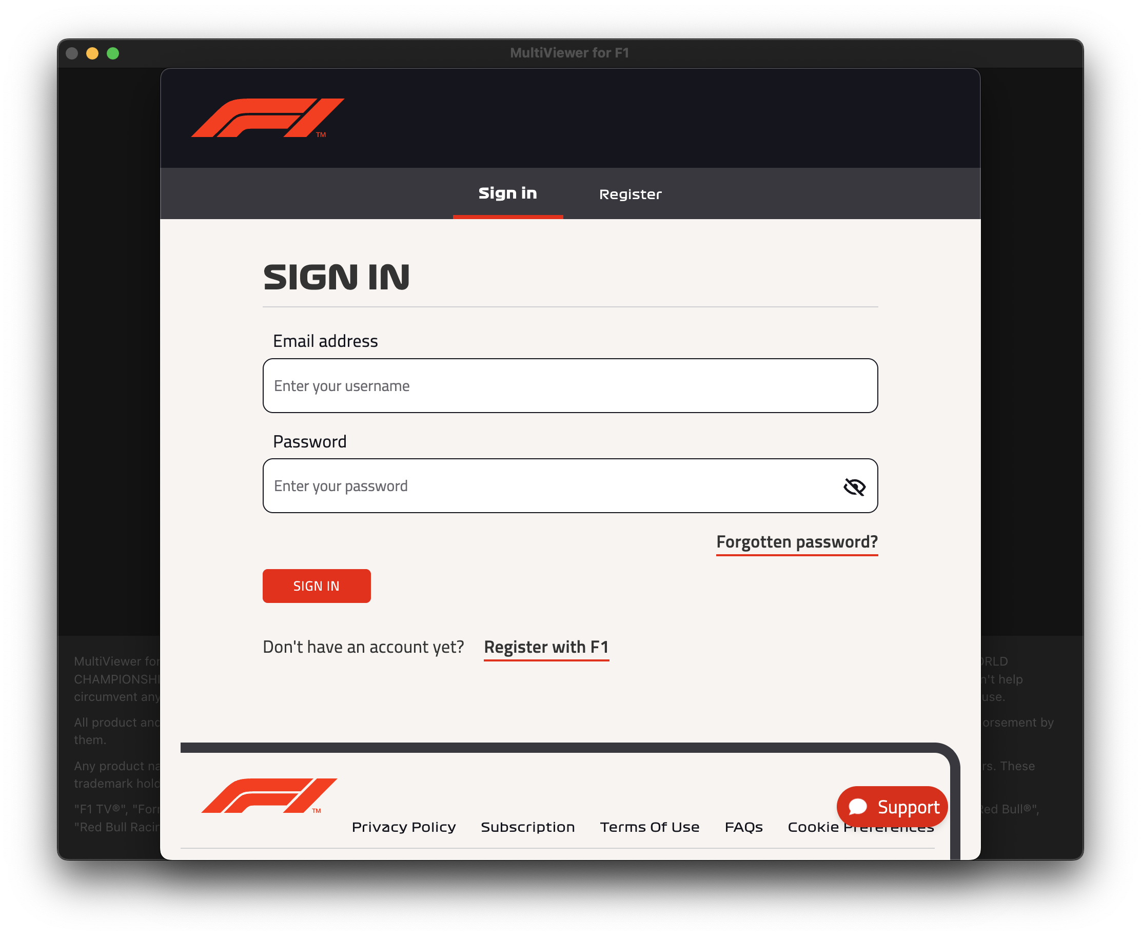 Authentication — MultiViewer for F1