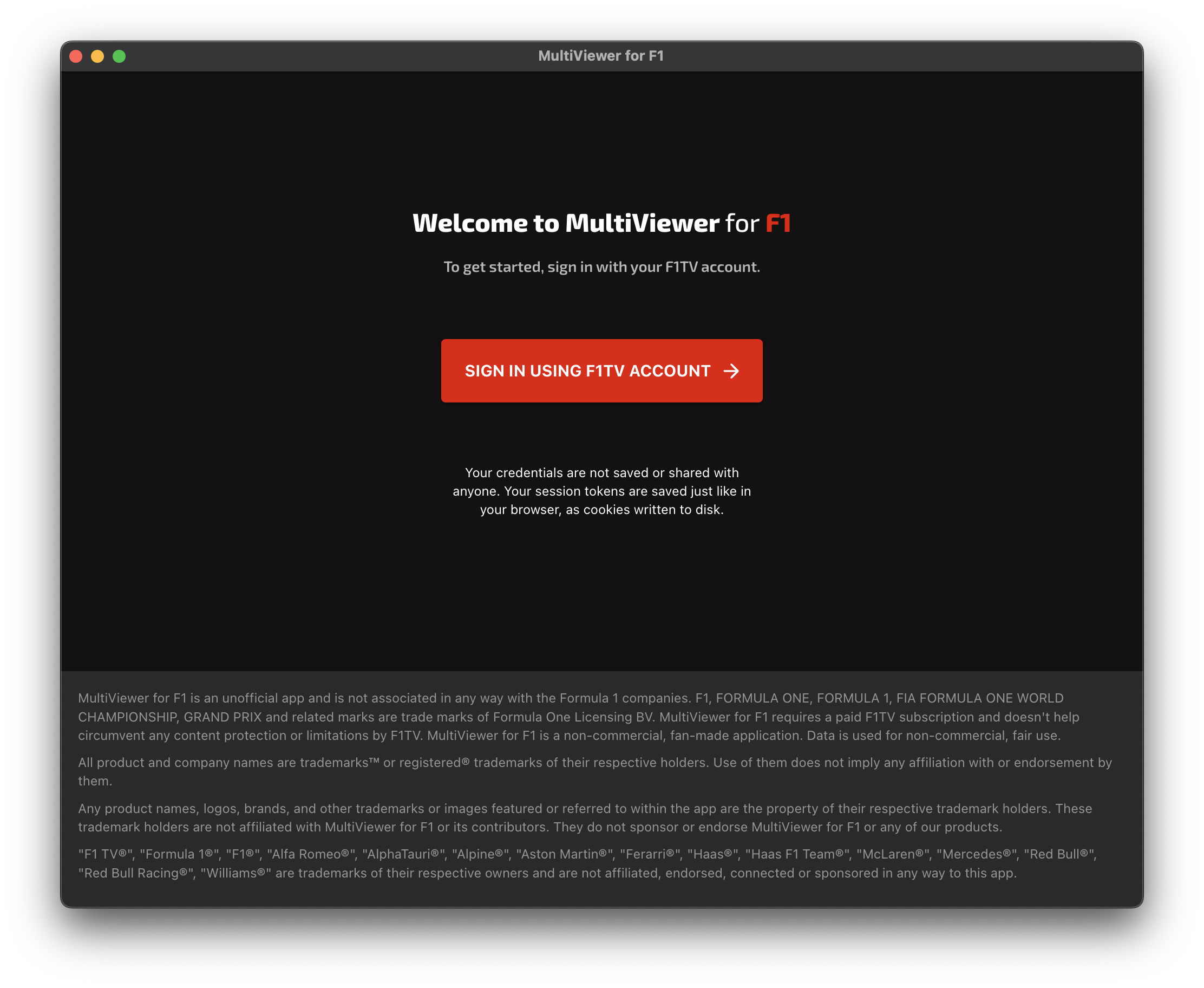 Authentication — MultiViewer for F1
